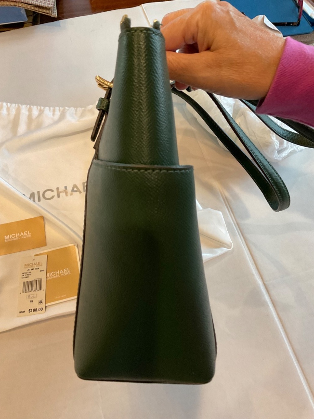 Michael Kors Jetset Moss Green Saffiano leather tote - Picture 6 of 8